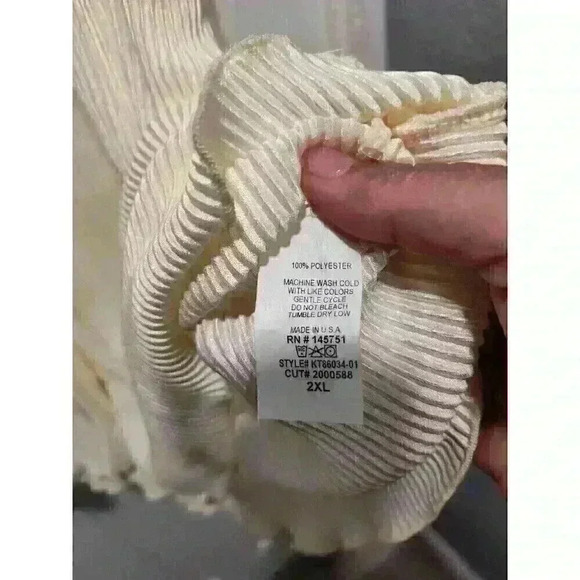 Vintage Pink Lily Size 2X Ivory Pleated Long-sleeved Blouse Top Made in USA NWOT - Picture 5 of 8